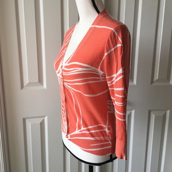 J crew leaf flower crop v neck cardigan orange - Picture 11 of 11